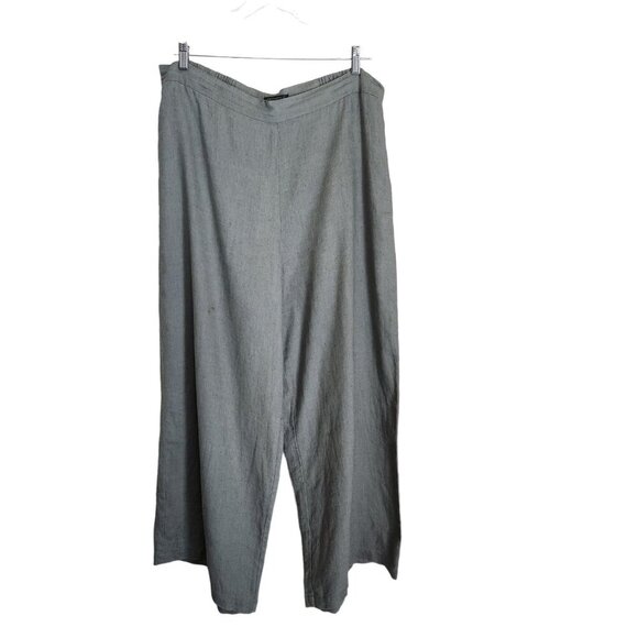 Cynthia‎ Rowley Pants Womens XL 100% Linen Wide Leg Ankle Elastic Zipper - Picture 1 of 16